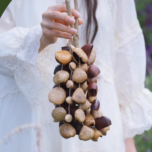 Handmade mixed seed shell fruit rattle bell - 4 mixed